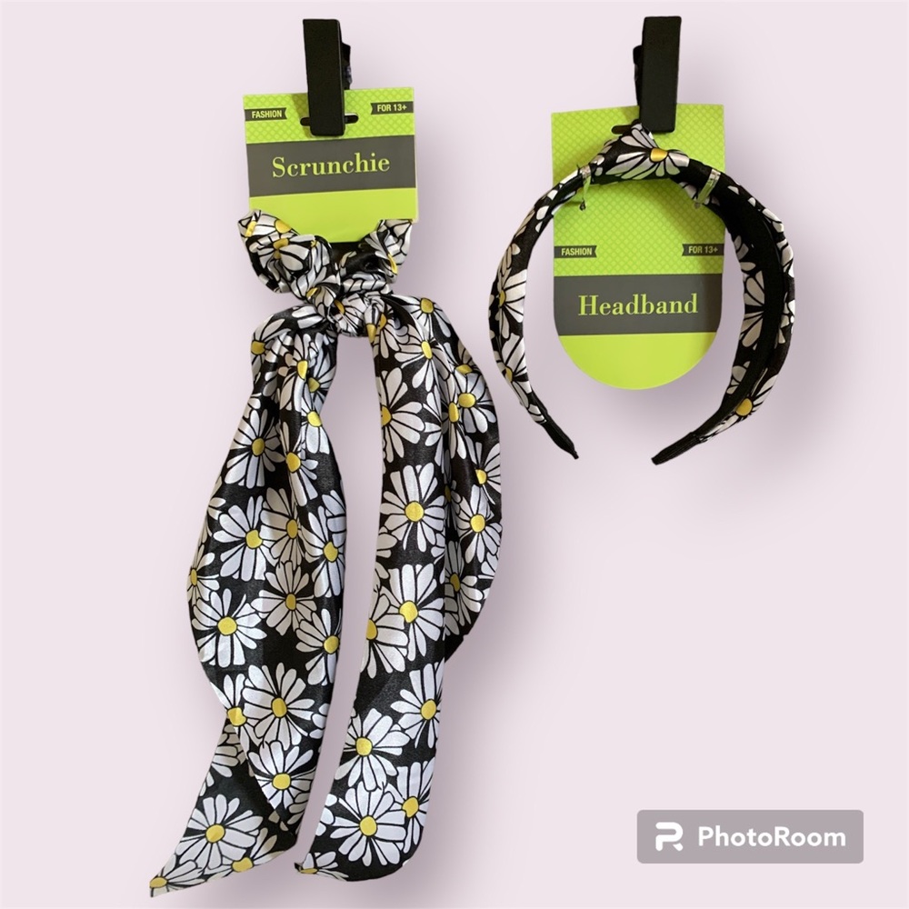 Scarf tie scrunchie and knotted headband (2pcs) - Picture 1 of 12